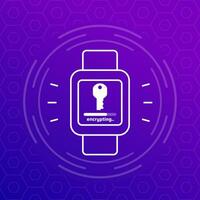 Encryption of personal data in smart watch vector icon