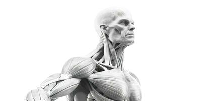 Muscles anatomy system isolated on white background ,Generative AI. photo