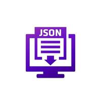 JSON file download icon with a computer vector