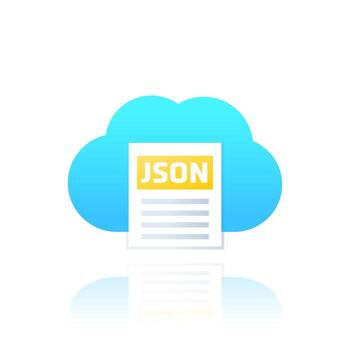 JSON file upload to cloud, icon for web vector