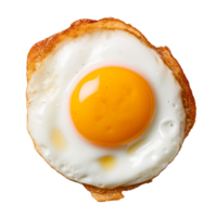 gebraten Ei und Eigelb isoliert auf transparent Schicht Hintergrund, oben Sicht, gesund Frühstück, ai generativ. png