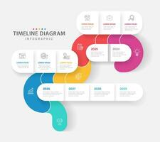 Infographic template for business. 5-6 Steps Modern Timeline diagram with roadmap and rounded rectangle topic charts, presentation vector infographic.