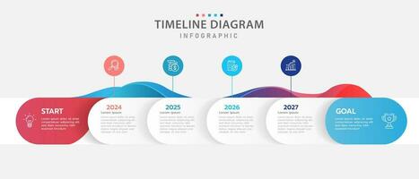 Infographic template for business. 6 Steps Modern Timeline diagram with roadmap and rounded rectangle topic charts, presentation vector infographic.