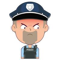 policeman angry face cartoon cute vector
