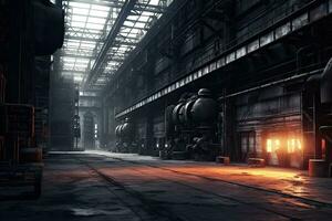 Metal industy factory indoor ,Generative AI . photo