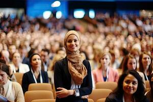 Speaker women at Business Conference and Presentation  , Generative AI. photo