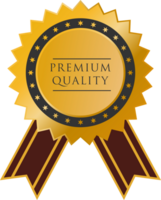 Premium quality gold medal with transparent background png