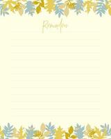 Reminder template with autumn leaves pastel color, for to-do list for planner notes. vector