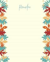 Reminder template with autumn coloring leaves, for to-do list for planner notes. vector