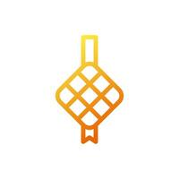 Ketupat icon gradient yellow orange colour ramadan symbol illustration perfect. vector