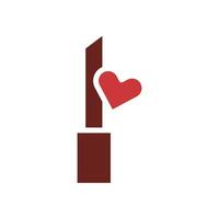 Cosmetic love icon solid brown red style valentine illustration symbol perfect. vector