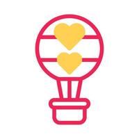 Air balloon love icon duotone yellow red style valentine illustration symbol perfect. vector