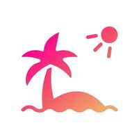 isla icono sólido degradado rosado amarillo verano playa símbolo ilustración. vector