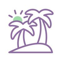 isla icono duotono púrpura verde verano playa símbolo ilustración vector