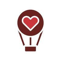 Air balloon love icon solid brown red style valentine illustration symbol perfect. vector