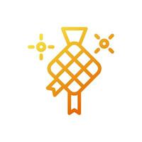 Ketupat icon gradient yellow orange colour ramadan symbol illustration perfect. vector
