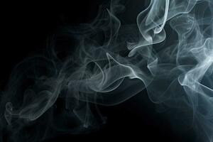 Abstract White Smoke Against Black Background. , Generative AI. photo