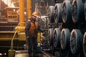 poder planta trabajador a fábrica industria , generativo ai . foto