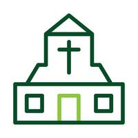 Cathedral icon duocolor green colour easter symbol illustration. vector