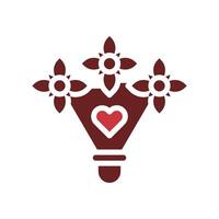 Bouquet love icon solid brown red style valentine illustration symbol perfect. vector