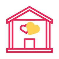 House love icon duotone yellow red style valentine illustration symbol perfect. vector