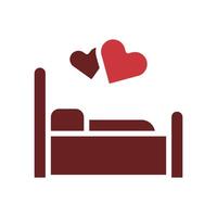 Bed icon solid brown red style valentine illustration symbol perfect. vector