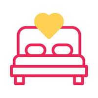 Bed icon duotone yellow red style valentine illustration symbol perfect. vector