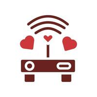 Signal love icon solid brown red style valentine illustration symbol perfect. vector