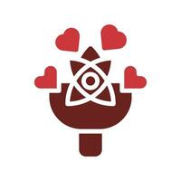 ramo de flores amor icono sólido marrón rojo estilo enamorado ilustración símbolo Perfecto. vector
