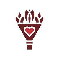 Bouquet love icon solid brown red style valentine illustration symbol perfect. vector