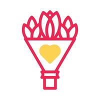 ramo de flores amor icono duotono amarillo rojo estilo enamorado ilustración símbolo Perfecto. vector