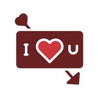 Love card icon solid brown red style valentine illustration symbol perfect. vector