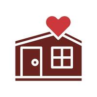 House love icon solid brown red style valentine illustration symbol perfect. vector