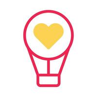 Air balloon love icon duotone yellow red style valentine illustration symbol perfect. vector