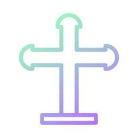 salib icono degradado verde púrpura color Pascua de Resurrección símbolo ilustración. vector