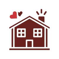 casa amor icono sólido marrón rojo estilo enamorado ilustración símbolo Perfecto. vector