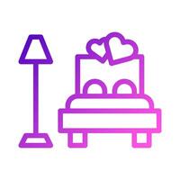 cama icono degradado púrpura rosado estilo enamorado ilustración símbolo Perfecto. vector