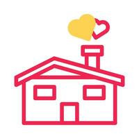 casa amor icono duotono amarillo rojo estilo enamorado ilustración símbolo Perfecto. vector