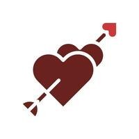 Arrow love icon solid brown red style valentine illustration symbol perfect. vector