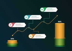 Business goal representation step infographic with arrow and cylinder graph vector