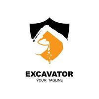 excavator logo vector icon illustration design