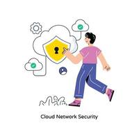 Cloud Network Security Flat Style Design Vector illustration. Stock illustration