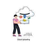 Cloud Uploading Flat Style Design Vector illustration. Stock illustration