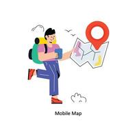 Mobile Map Flat Style Design Vector illustration. Stock illustration