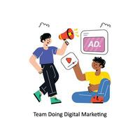 Team Doing Digital Marketing Flat Style Design Vector illustration. Stock illustration