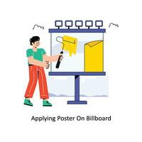 Applying Poster On Billboard Flat Style Design Vector illustration. Stock illustration