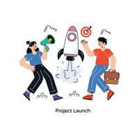 Project Launch Flat Style Design Vector illustration. Stock illustration