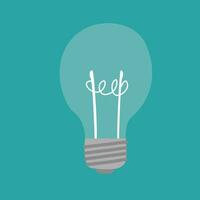 Light bulb vector illustration. Idea symbol. Electric lamp, light, inovation, solution, creative thinking, electrictity. Flat design in cartoon style isolated on orange background.