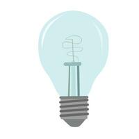 Light bulb vector illustration. Idea symbol. Electric lamp, light, inovation, solution, creative thinking, electrictity. Flat design in cartoon style isolated on orange background.