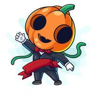 cartoon pumpkin wearing a suit vector